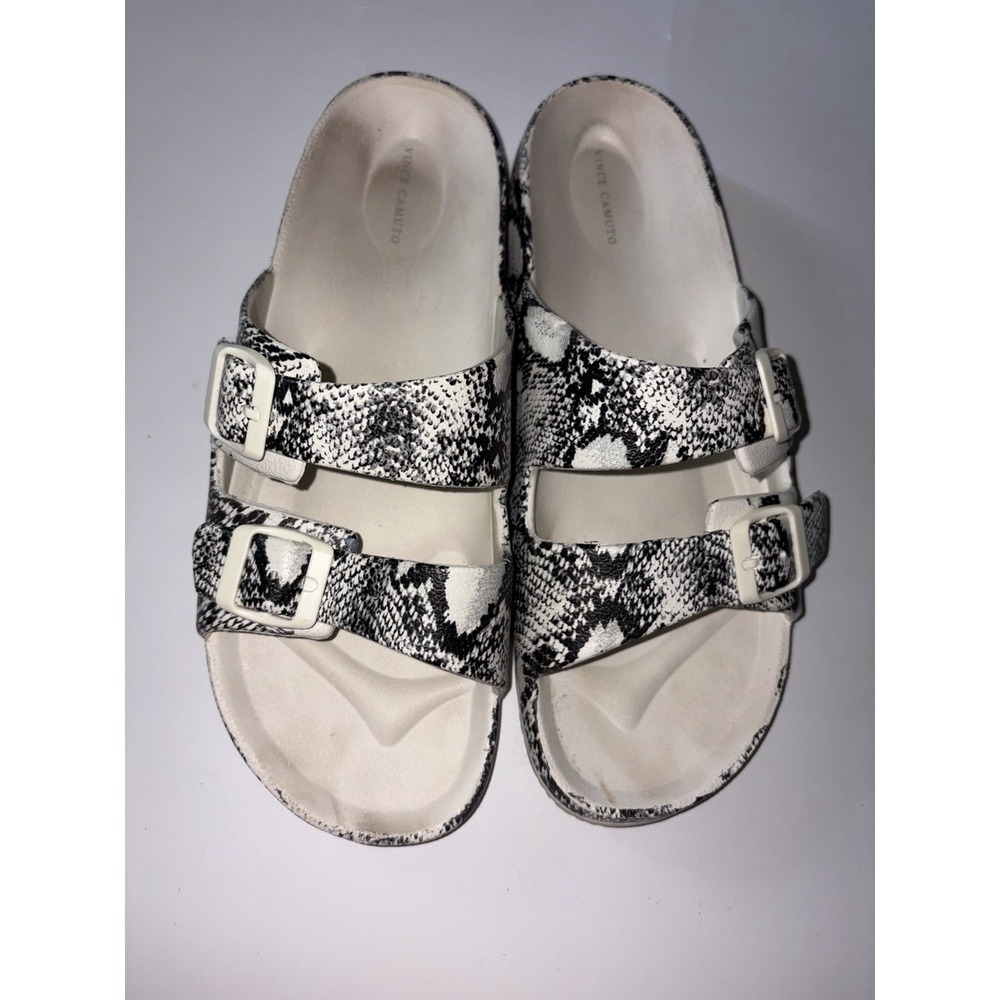 Vince Camuto snakeskin slide sandals double-buckle strap design Size 11 - Picture 2 of 5